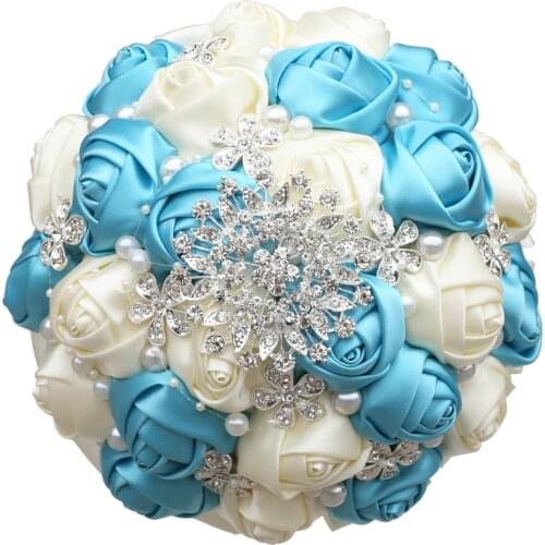 Bride Holding Flowers Ribbon Rhinestone Pearl Handmade Bouquet Bridal Groom Dance Decoration Wedding Supplies Gifts Ornaments