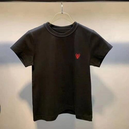 Wang 2021 Summer T-Shirt Women Cotton Top O-Neck Embroidery Heart Tee Slim Short High Quality Soft Casual Street Wear Luxury