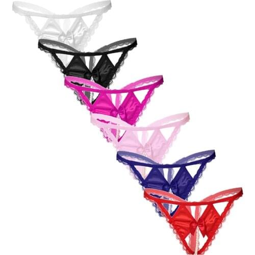 Low Waist Bow Womens Panties Sexy Lingerie Pearl G Touch String Thong Porno Brief Erotic Panties Women Lingerie