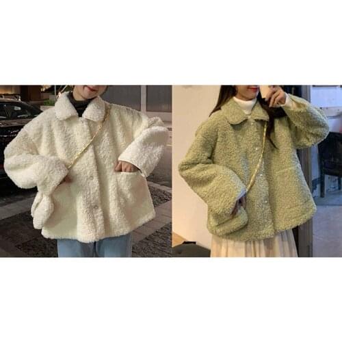 2020 Winter Clothes Women Coat Warm Velvet Soft Button Jacket Sweet Coat Ladies Plush Overcoat Pocket Casual Outerwear