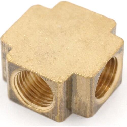 1/4" BSP Thread Cross 4 Way Brass Pipe fitting Equal Female Connector For Grease System hydraulic system