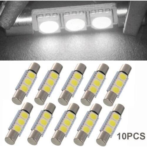 10pcs 5050 LED 29MM 3SMD LED 12V Car Interior Festoon Dome Light Xenon White 6000K Lamp Bulbs For Chevy for Chrysler for Ford