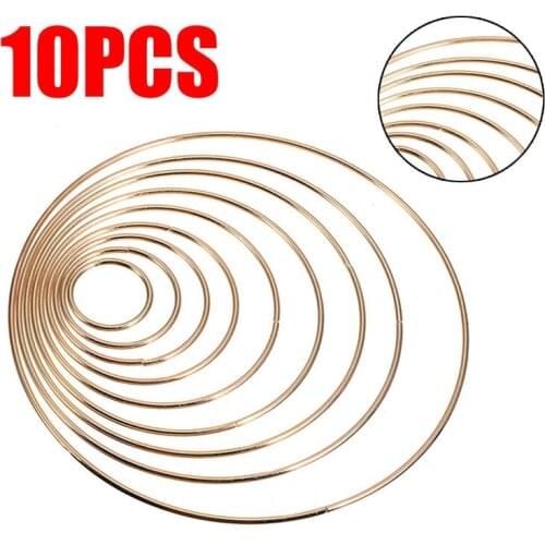 10pcs/set Gold Dreamcatcher Rings Hoops Set Macrame Craft Hoop DIY for Bead Projects Plant Hangers Making
