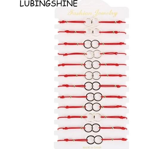 12Pcs/set Infinite Love Charm Bracelets Women Red String Good Luck Blessing Adjustable Anklet Bracelet Jewelry Gift