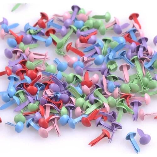300PCs Mixed Pastel Round Brads Scrapbooking Embellishment Fastener Brads Metal Crafts For shoes Decoration 5X10mm CP0361