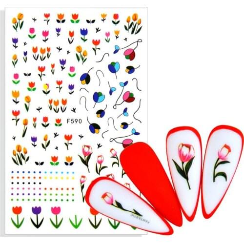 3D Nail Sticker Sakura Leaves Adhesive Slider Bronzing Gold Flower For Manicuring Nails Art Tip