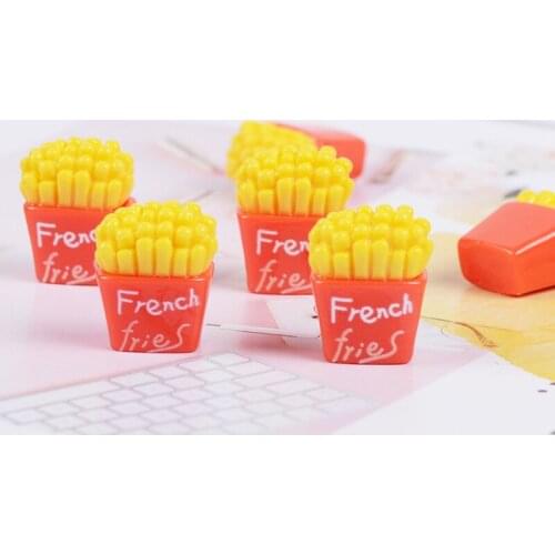 4pcs Slime Charms 3D Fries Food Slime Accessories Beads Making Supplies With Drawstring Pouch For DIY Crafts Scrapbooki