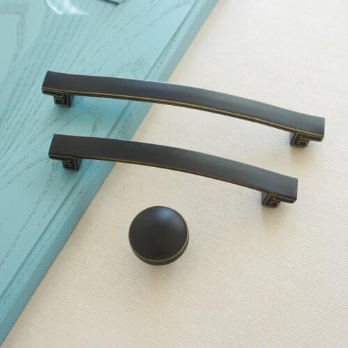 5.04'' 6.30'' Black Zinc Alloy Handles for Furniture Diameter 35mm Knob for Kitchen Furniture Cupboard Drawer Cabinets Handles