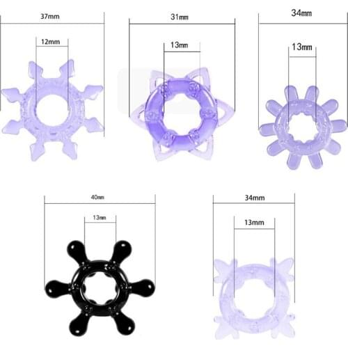 5PCS/lot Men Crystal Delay Lock Fine Male Silicone Penis Adult Sex Product Sleeve Dick Cock Ring Extender Sex Toys