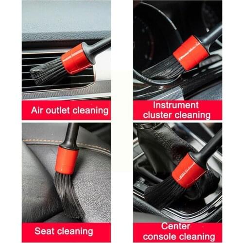 High Quality 5Pcs Natural Boar Hair Cleaning Brush Set Brushes Auto Brush Cleaning Detailing New Car G1M4