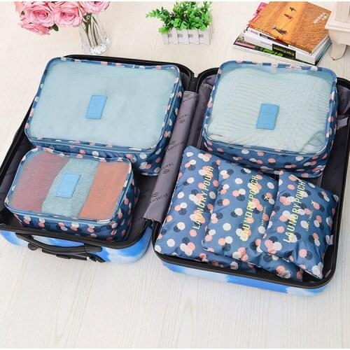 6 Pcs/set Travel Storage Bag Luggage Bag Group Tourism Clothing Storage Organizing Bag Floral Cloth Series Storage Bag