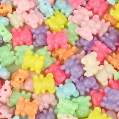 100pcs Candy Color Bear Shape Acrylic Beads For Jewelry Making DIY Charms Earring Bracelet Necklace Handicrafts Accessories