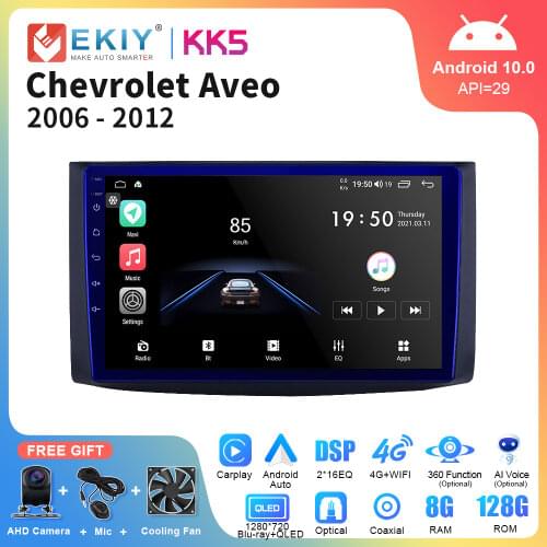 EKIY QLED Android 10.0 Video Player For Chevrolet AVEO T250 2006-2012 Car Multimedia Audio Head Unit GPS Navigation Stereo Radio