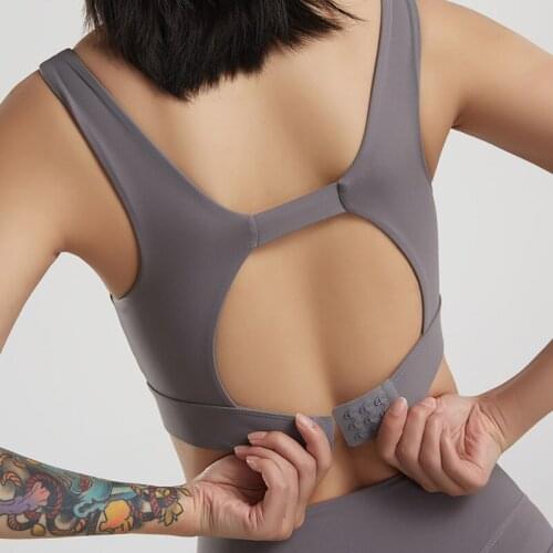 MID SUPPORT Naked-feel Running Gym Sport Bras Top Women Hollow Out Widen Straps Workout Athletic Yoga Bras Adjustable Buckle