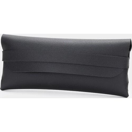 Clamshell large-capacity leather stationery pencil boys pencil case girls simple and fresh student personality solid color