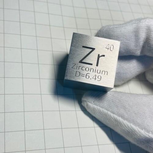 Zirconium metal in the periodic table- Cube Side length is one inch (25.4mm) and weight is about 105.15g 99.2