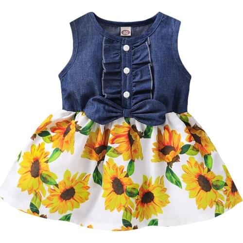 Kids Dresses for Girls 2021 New Girls Dress Sleeveless Kid Dress Party Princess 1-4 Year Cowboy Dress