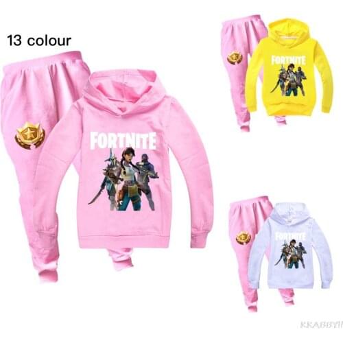 Fortnite Cartoon Hoodies for Kids Boy Sweatshirt Sets Girls Winter Clothing Children Casual Tracksuit Hooded With Pants
