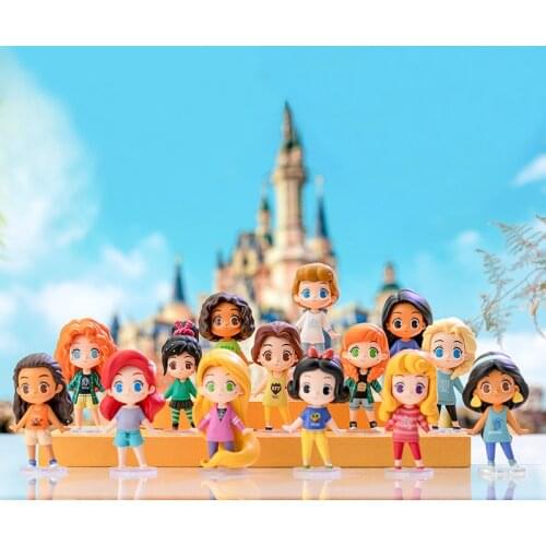 Disney Princesses Carnival Party Series Action Figure Doll Toys Lovely Vanellope Aurora Moana Ariel Tiana Belle Gifts for Kids
