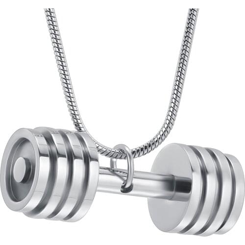 IJD10537 The fitness Keepsake Pendant -Stainless Steel dumbbell Cremation Jewelry For Men Memorial Urn Necklace With Ashes