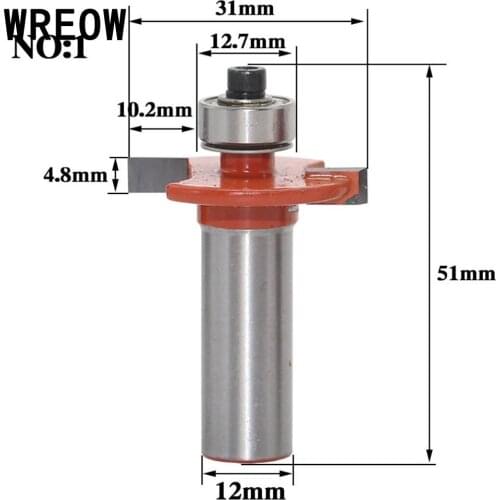High quality 12mm Shank Rabbeting Slotting Router Bit Carbide Woodworking T-type Bearing Cutter Tool Wood Milling Cutter