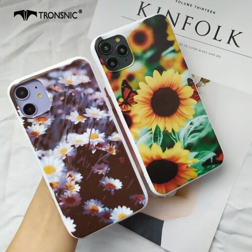 Glossy Sunflowers Phone Case for iPhone 11 Pro Max XR XS MAX Soft Shiny Daisy Luxury Case for iPhone 6 7 8 SE Plus Fashion Cover