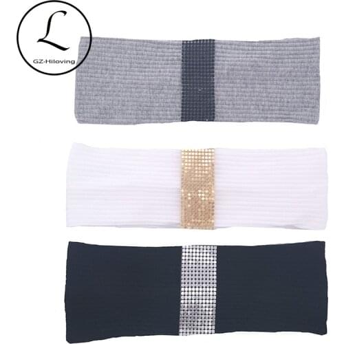 GZHilovingL Gold Silver Metallic Ribbon Cotton Headbands For Ladies Woman Summer Ribbed Head Wrap Hair Bands Accessories Party