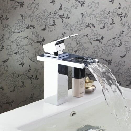 Grand Superior Quality Retail Chrome Finish Waterfall Bathroom Faucet Bathroom Basin Mixer Tap with Hot and Cold Water Taps