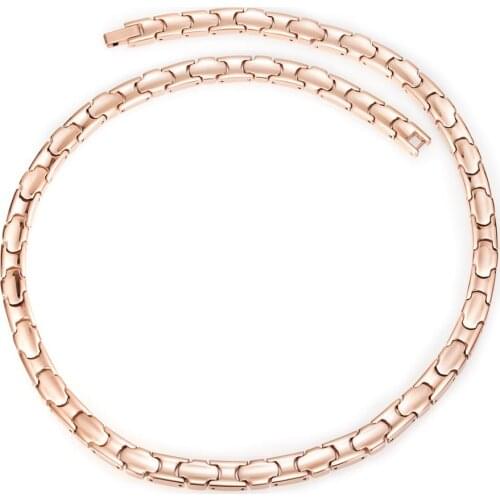 Inox Pure Titanium Necklaces for Women Men Rose Gold Color Health Energy Negative Ion Germanium Hematite