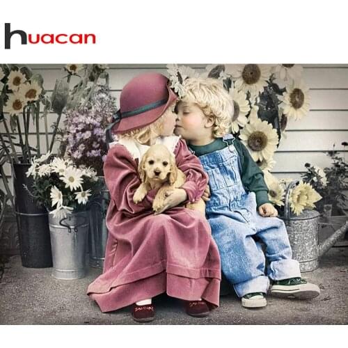 Huacan 5d Diamond Painting Full Girl Angel Handmade Gift Mosaic Cross Stitch Portrait Home Decor Diamond Art