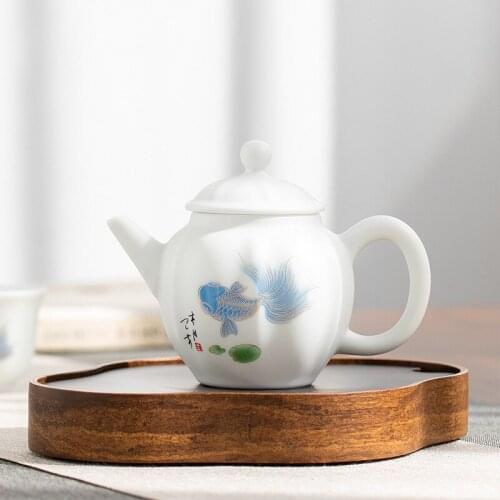 Ceramic Teapot Tea Set Ceramic Whiteware Household Single Teapot Flower Tea Black Tea Cup Small Tea Making Device Tea Kettle
