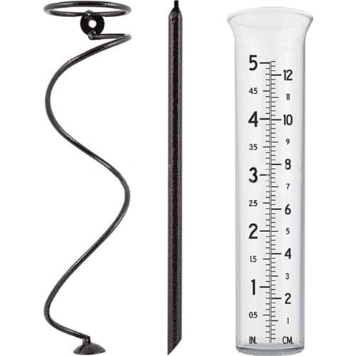 203F Collection Glass S piral Rain Gauge Garden Glass Rain Water Meter Measuring Outdoor Decorative Yard Lawn Landscape
