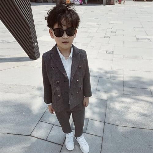Baby Boy Suits Sets Formal Fashionable Double Breasted Jacket Pants 2pcs Kids Blazer For Boys Spring New Arrival 3 4 5 6 7 8 Y
