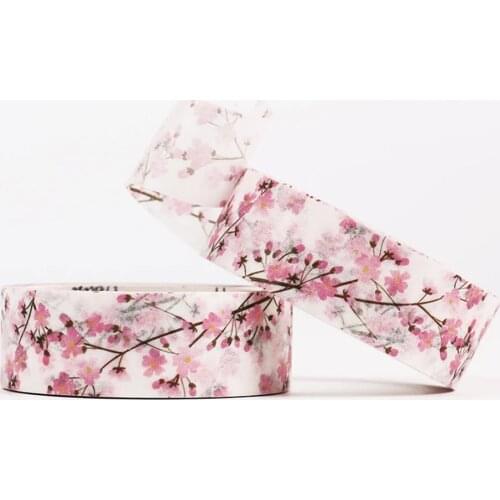 7M Cute Sakura Flower Adhesive Tape Decorative Paper Tape DIY Scrapbooking Masking Tapes School Kawaii Stationery Office Supp