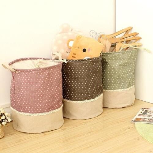 Storage Basket The Beam Port Linen Multi-function Handle Stackable Storage Barrel Laundry Basket Toy Storage Box Dirty Clothes