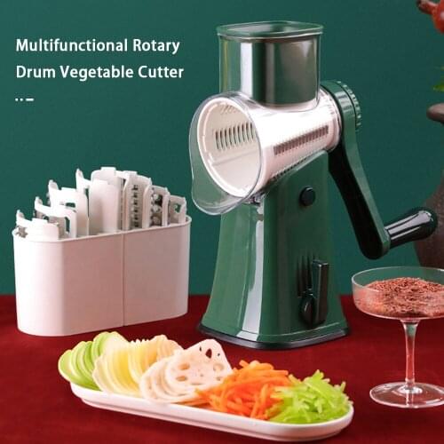 Multifunctional Rotary Drum Manual Vegetable Cutter Shredder Slicer Grater Kitchen Tool for Daily Housework Meal Cooking