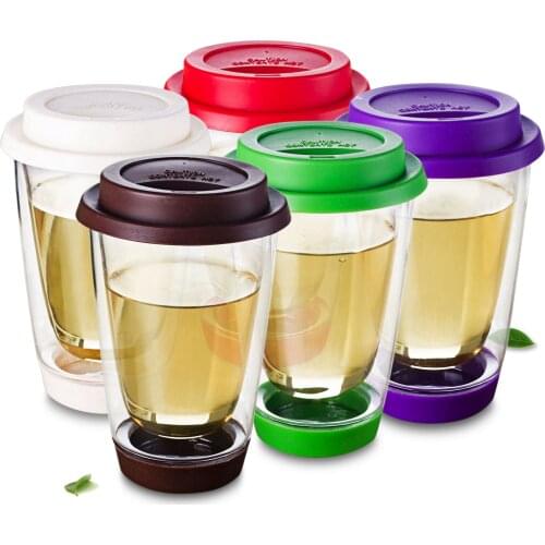 Lots Multicolor Heat Resistant Glass Double Wall Tea Drinking Cups Mugs