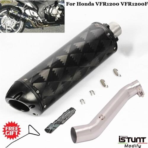Motorcycle Exhaust Escape Modified Middle Link Pipe 51mm Carbon Fibre Two Brothers Muffler Slip On For Honda VFR1200 VFR1200F