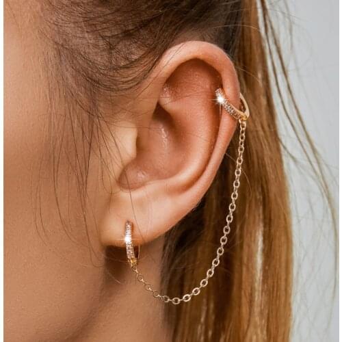 Fashion Round Hoop Earrings For Women Charming Trendy Gold Silver Chain Tassel Earrings Two Pierced Ears Party Jewelry Wholesale