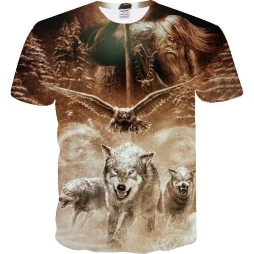 2021 new animal theme T-shirt 3D printed animal wolf t-shirt Harajuku shirt Summer novelty T-shirts Mens clothes Streetwear tops