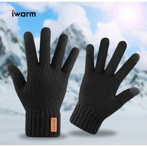 Iwarm Autumn And Winter Knitted Warm Gloves Men Business High Quality Keep Warm Black Gloves Mittens