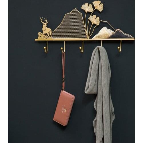 New Chinese Style Creative Porch Key Holder Wall Modern Household Decorative Hook Cow Wrought Iron Coat Hanger Wall Metal