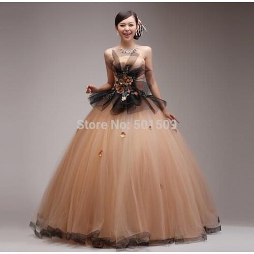 Champagne and black floral gown medieval floral dress Renaissance gown queen Victorian Gothic/Marie Antoinette/ Belle Ball