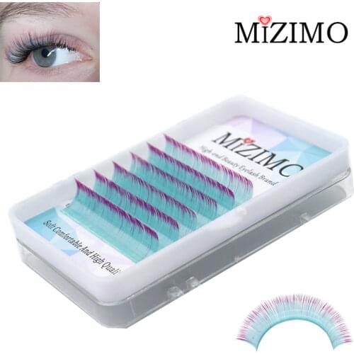 Mizimo new color grafted eyelashes 8-15mm personalized eyelashes blue red two color artificial mink eyelashes extended
