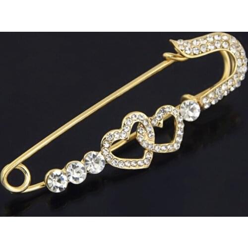 Utei Double Heart Brooch Cute Pin Bijouterie High Quality Corsage Fashion Wedding Jewelry Long Alloy Pin High Quality