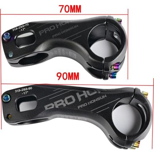 Aluminum Alloy Road Bicycle Stem Mountain Bike Stem17degree 70/ 90MM 31.8 * 28.6MM XC MTB AM Bicycle Handlebar mtb stem 4color