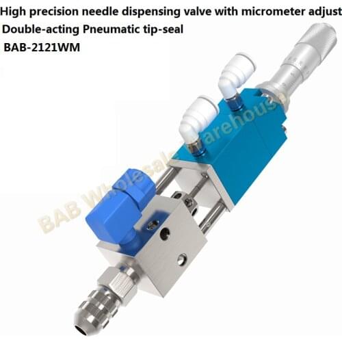 High Precision Pneumatic Double-acting fluid Needle-off (Tip-seal) Thimble Dispensing Valve Dispenser with micrometer tuner