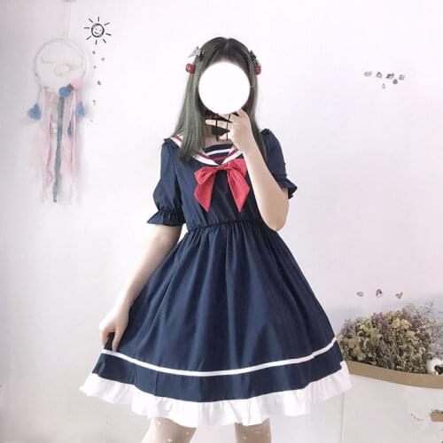 Summer Short Sleeve Gothic Lolita Dress Harajuku Street Fashion Cross Cosplay Female Bow Dress Japanese Soft Sister Style Dress