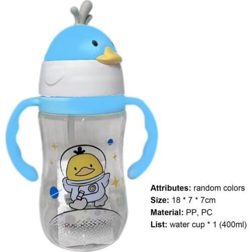 1 Pcs Creative Animal Baby Straw Bottle Portable Colorful Lovely Cartoon Duck Baby Feeding Straw Cups for Kids