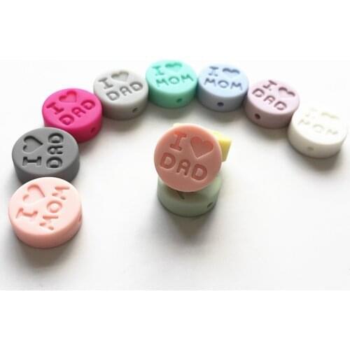 10Pcs I love mom Silicone Beads Baby Products Teething Toys For DIY Jewelry Making BPA Free Mordedor Silicone Beads